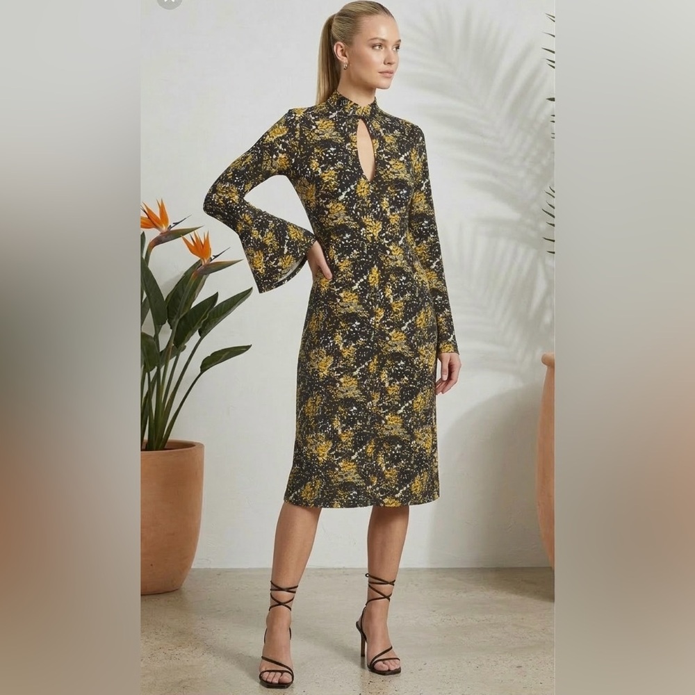 Pinko $390 Italian Zumare Abito Printed Jersey Dress Sz Small Resort Artsy Party
